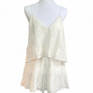 Monta Vista boho embroidered ivory cotton/silk romper